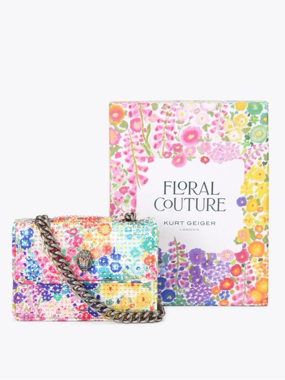 Kurt Geiger Multicolor Sequin Floral Chain Crossbody Micro Bag Brand New wd Tag